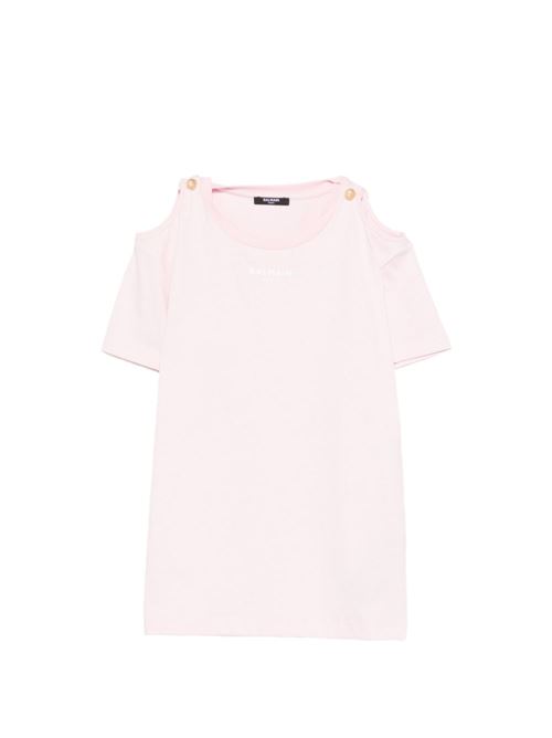 T-shirt bambina Balmain rosa cut over BALMAIN Kids | BY8B51ZS367251EBC